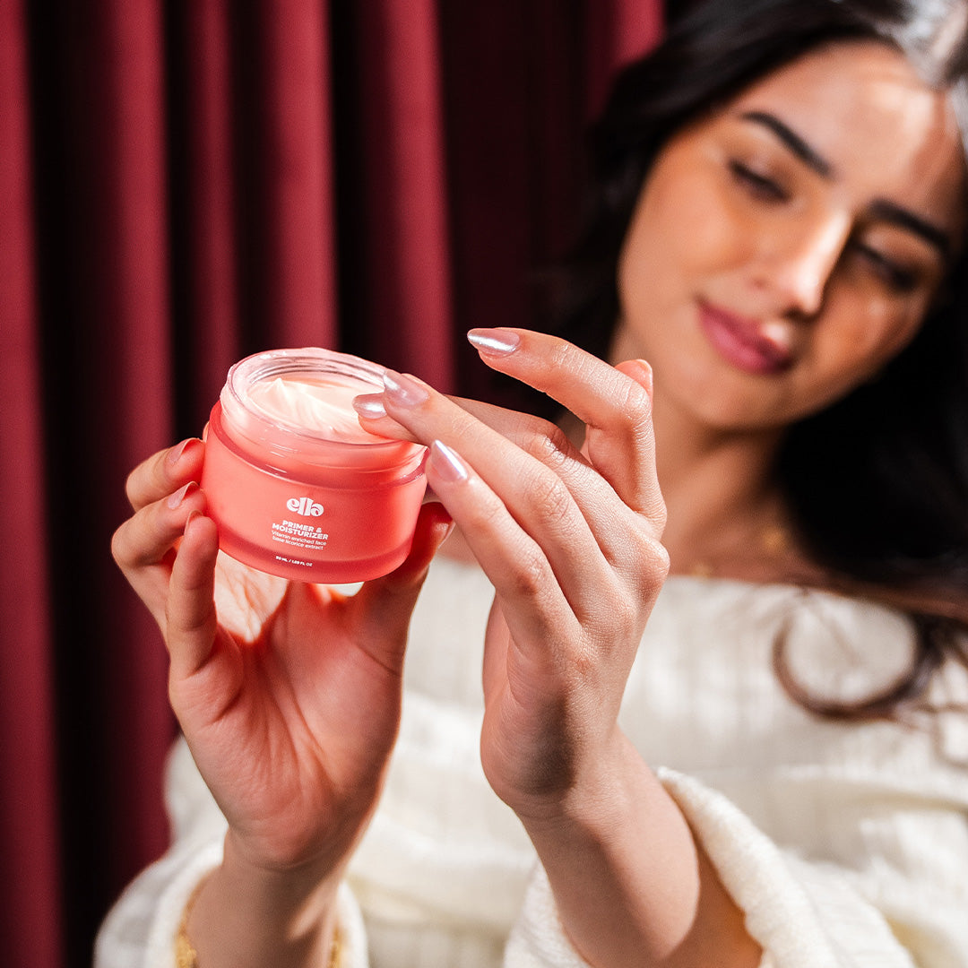 Whitening face cream on cherries